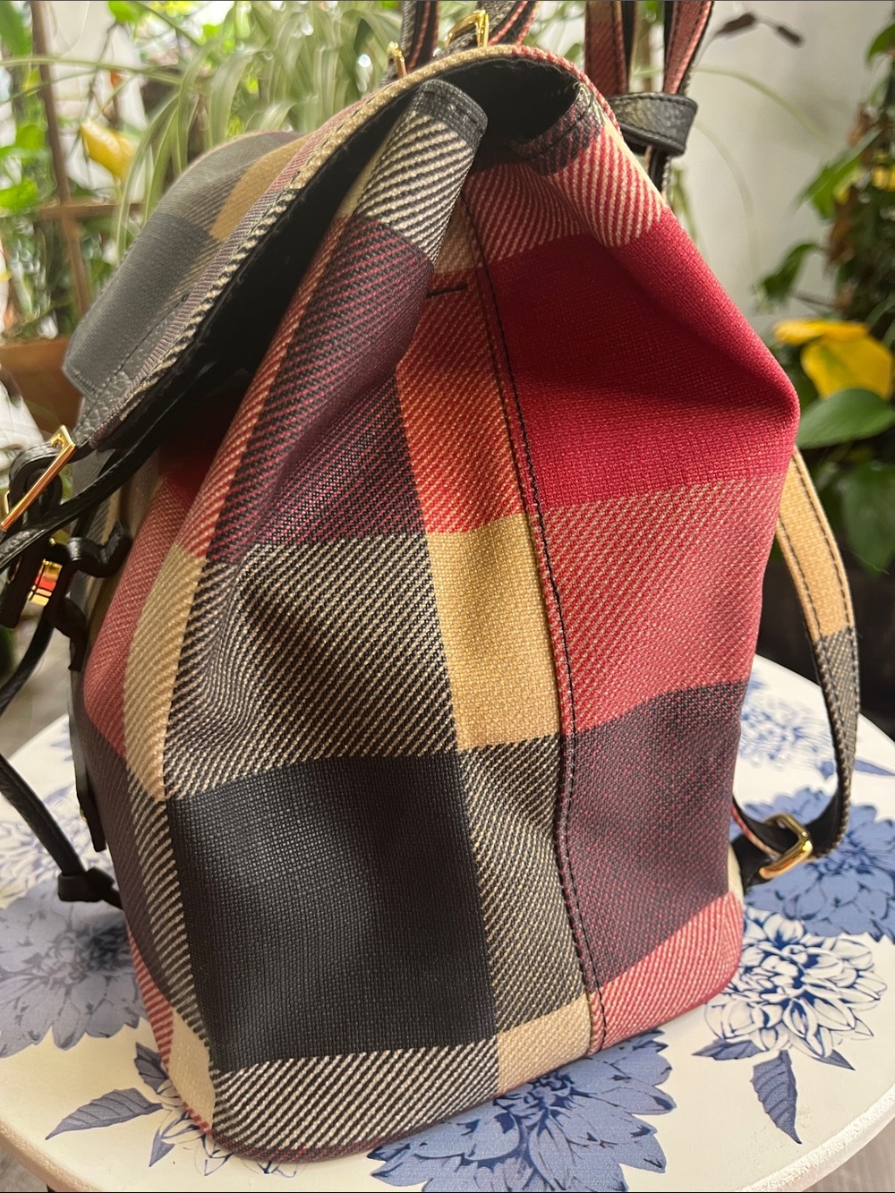 Burberry Blue Label Multicolor Plaid Drawstring Backpack - Picture 6 of 15